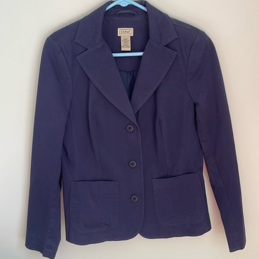 L.L. Bean women’s blue cotton lined blazer like new